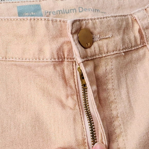 5/$30🎀Mossimo | Rose Gold Pink Sparkle Finish Barbiecore Skinny Jeans Denim - Picture 4 of 11